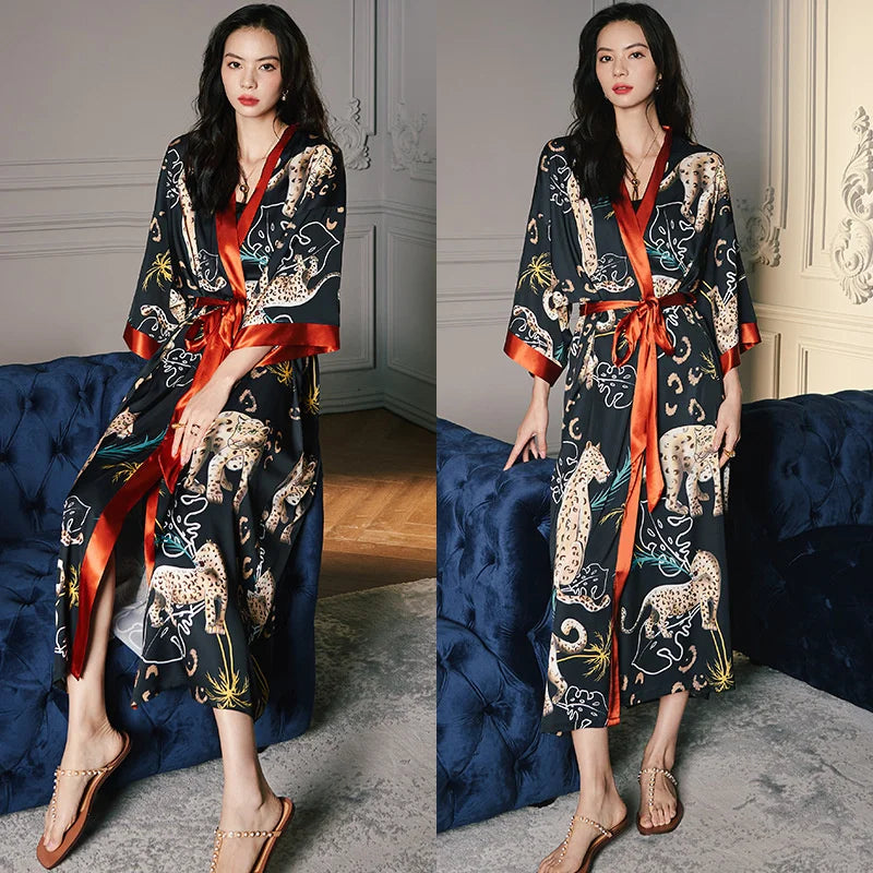 Japanese silk kimono dressing gown best sale