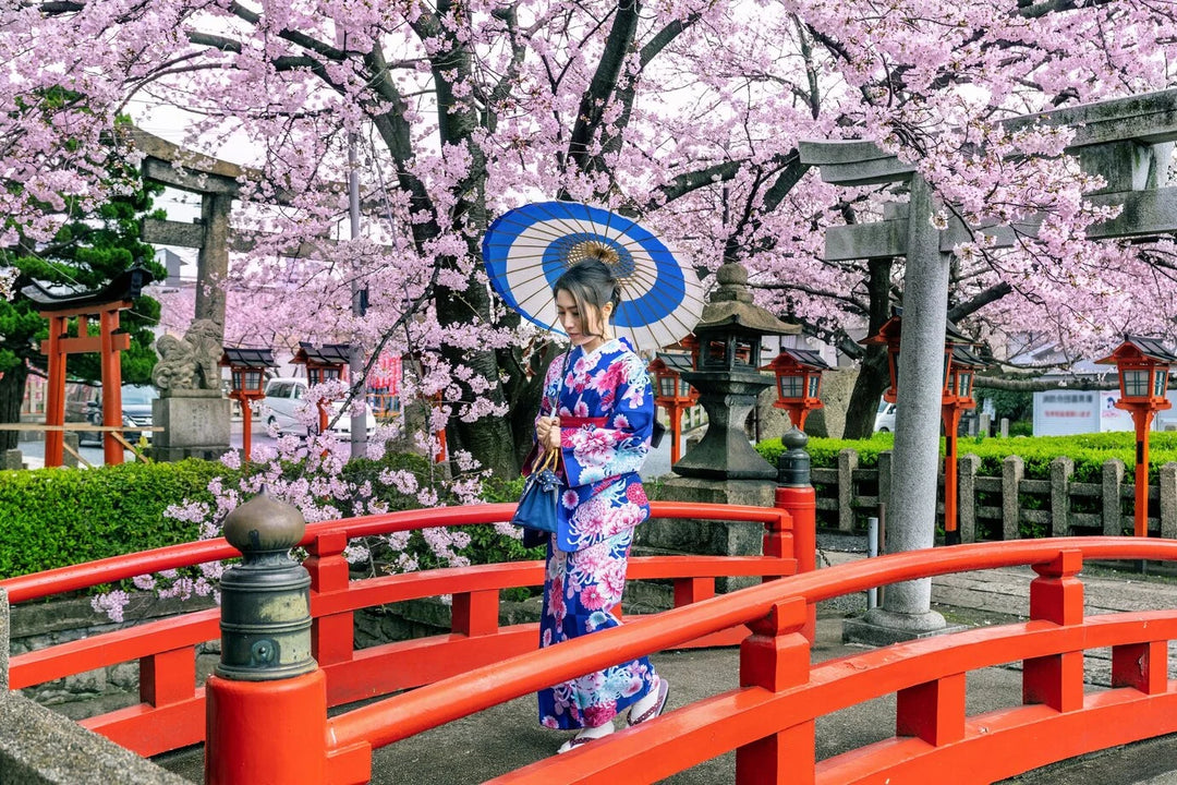 woman walking wearing a kimono robe