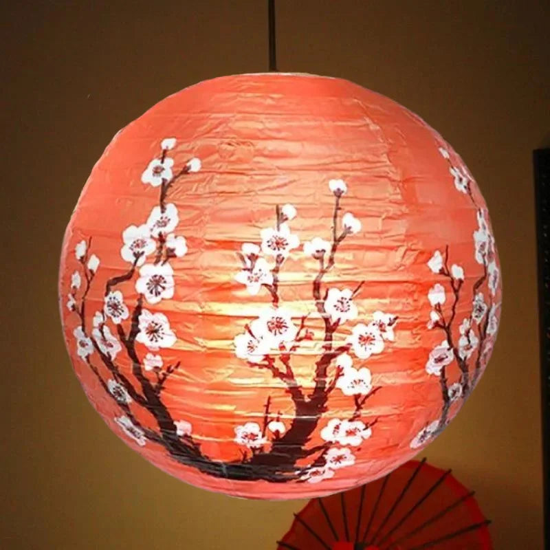 red japanese flower lanterns