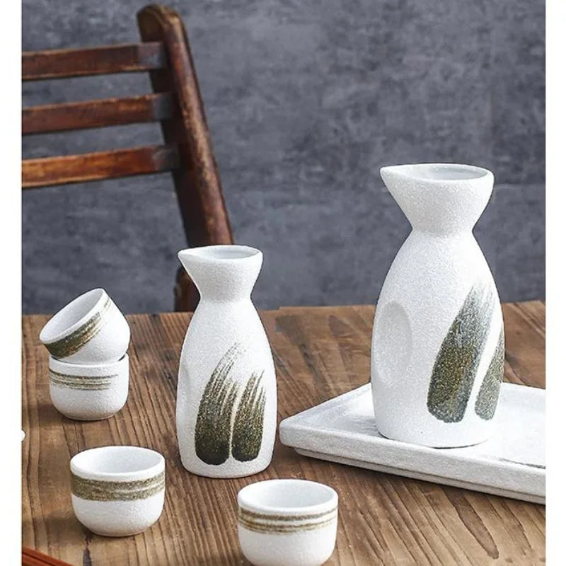 ceramic sake bottle and cup set