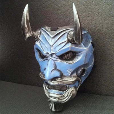 blue ancient japanese demon mask