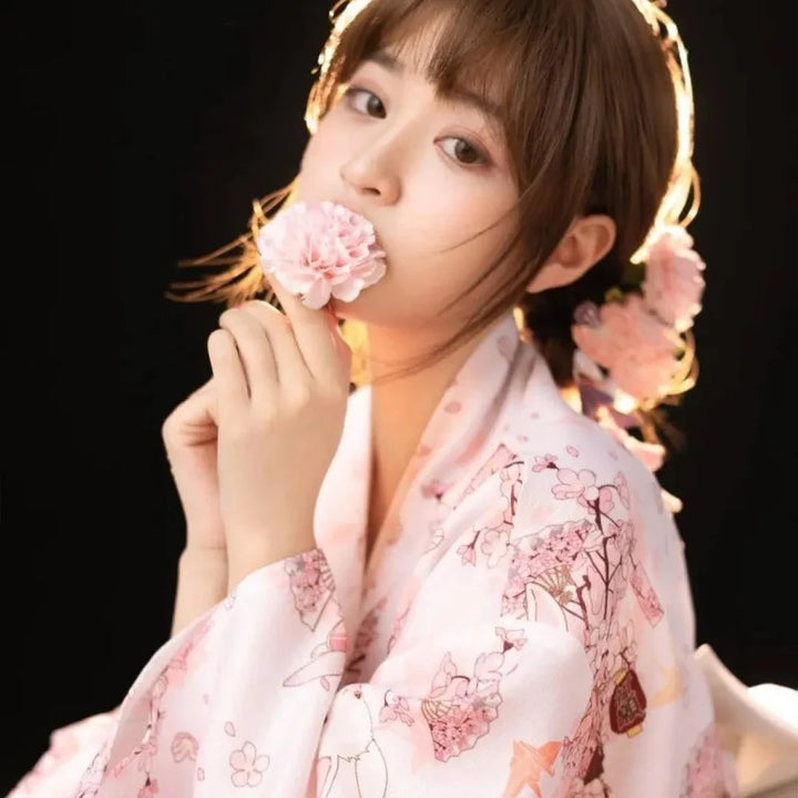 cherry blossom floral kimono robe