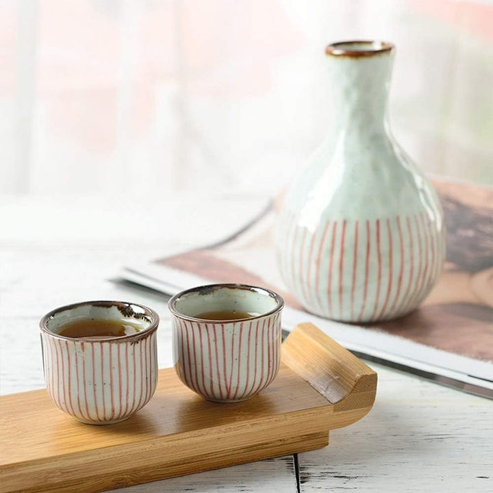 vintage sake set made in japan on a table