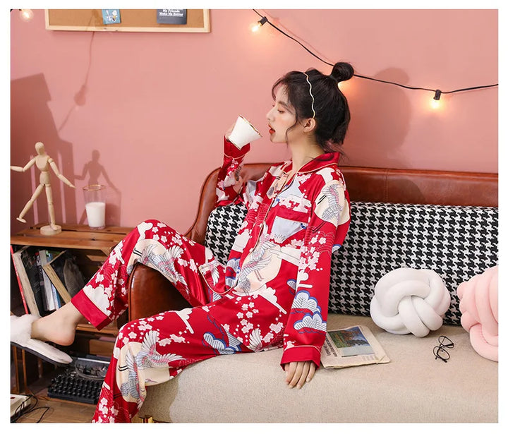 woman with japanese style pyjamas dress