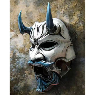 white japanese oni demon mask