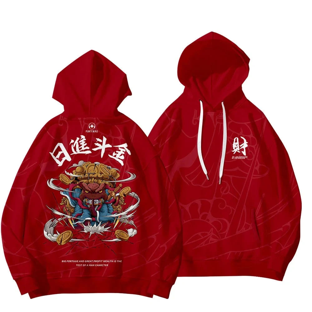 red japanese hoodie