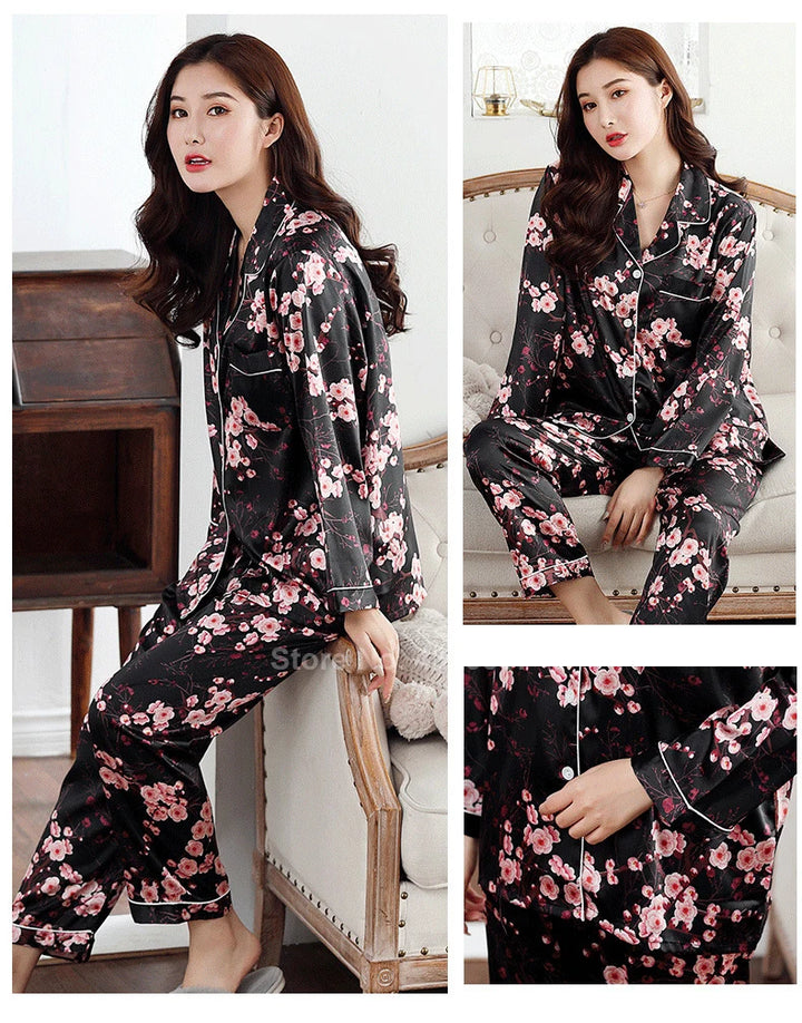 black and floral japanese pajama