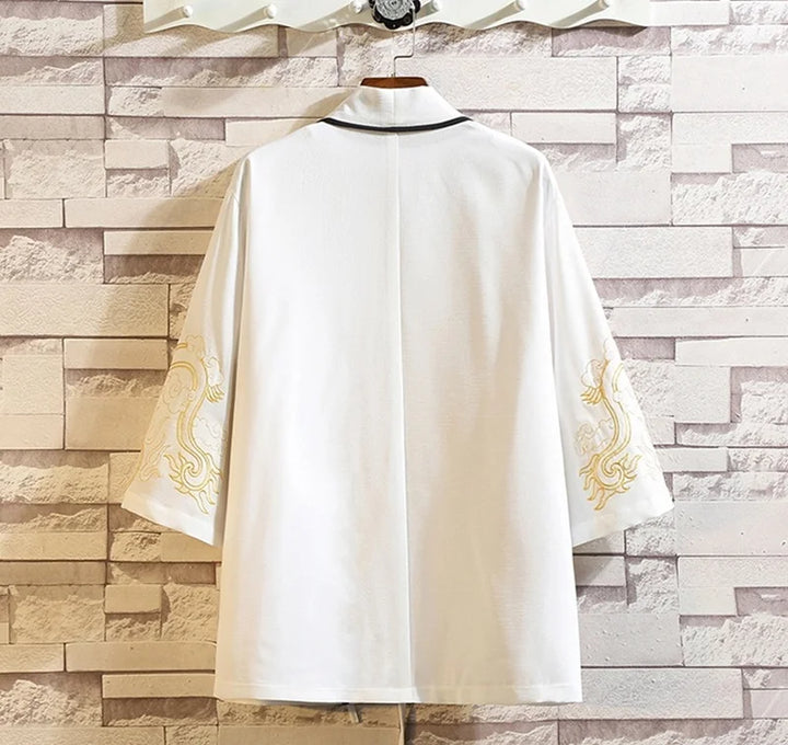 white silk kimono style jacket