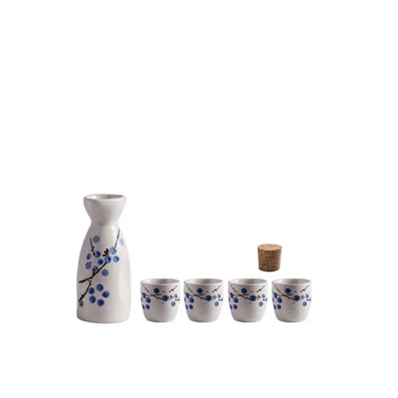 blue sake set cherry blossom