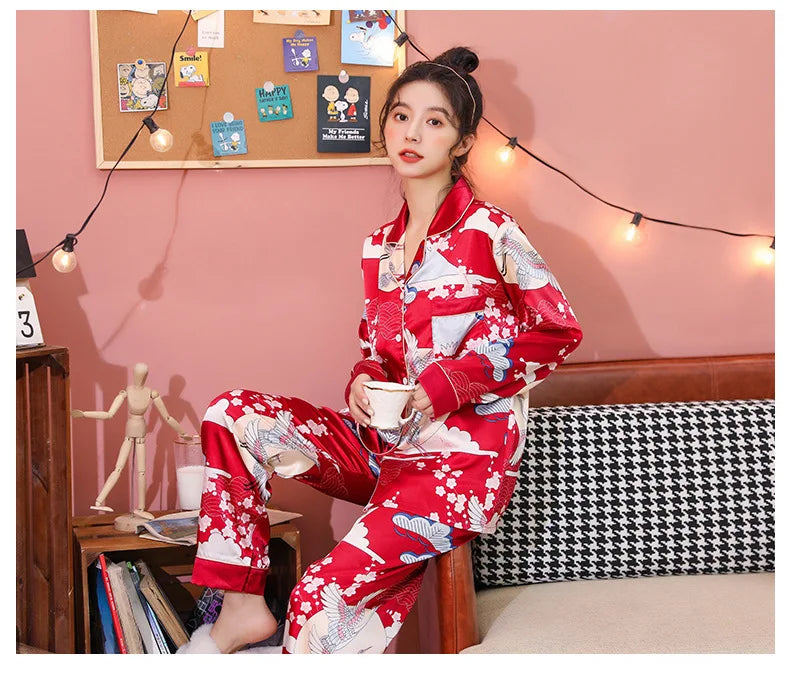 red japanese style pyjamas