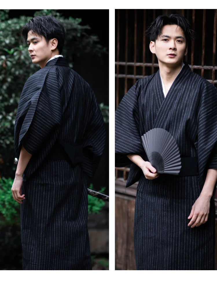 man wearing black yukata