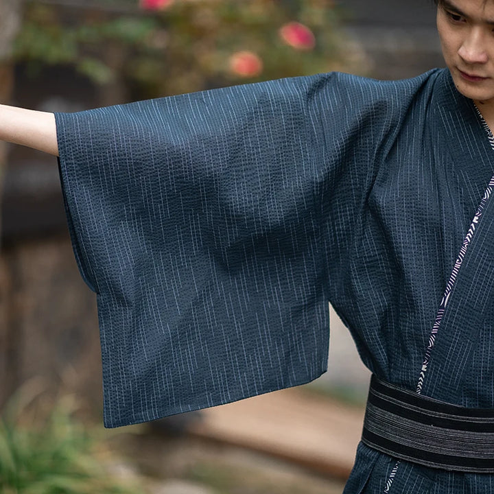 blue mens kimono robe