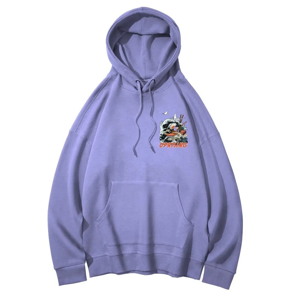 front of purple ramen noodle hoodie