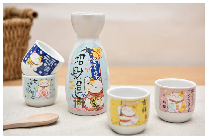 cat sake set on table