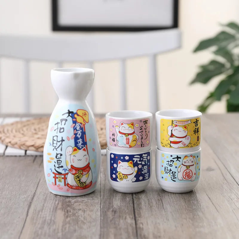 cat sake set maneki neko deisgn