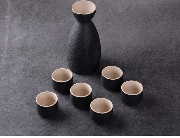 japanese sake set antique black