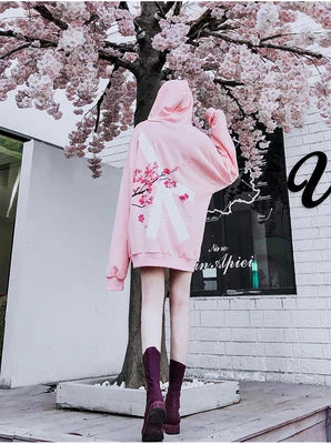 pink japanese cherry blossom hoodie