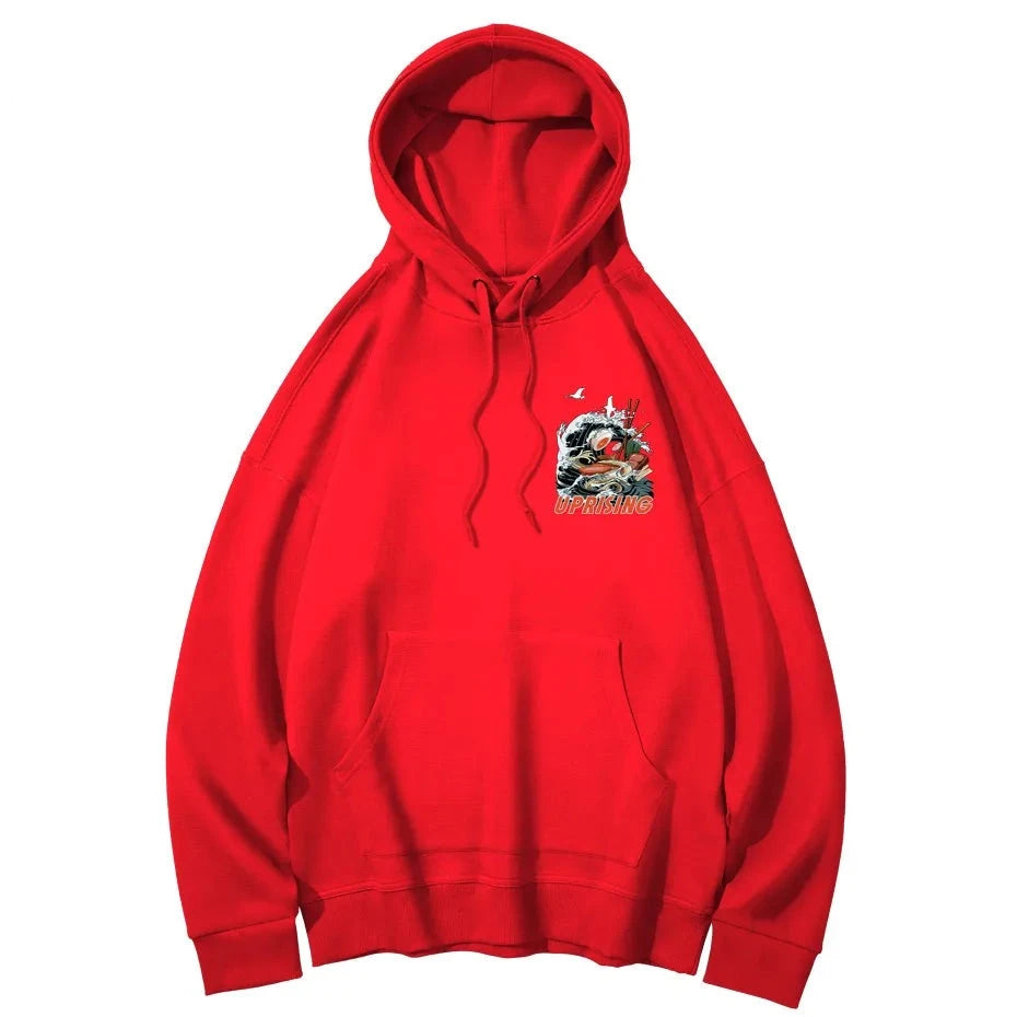 front of red ramen noodle hoodie