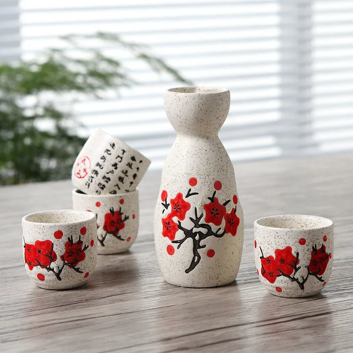 cherry blossom antique japanese sake set