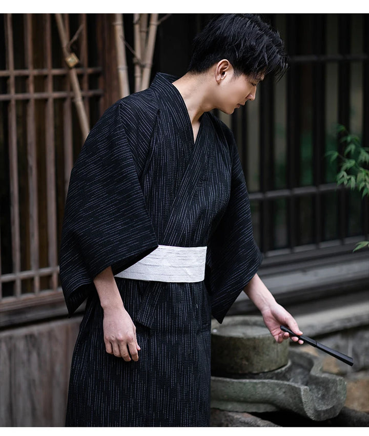 kimono black with white obi belt