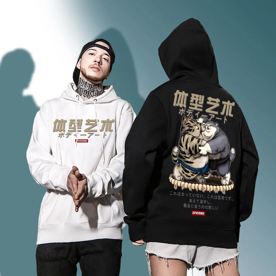 black and white sumo hoodie