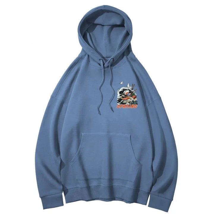 front of blue ramen noodle hoodie