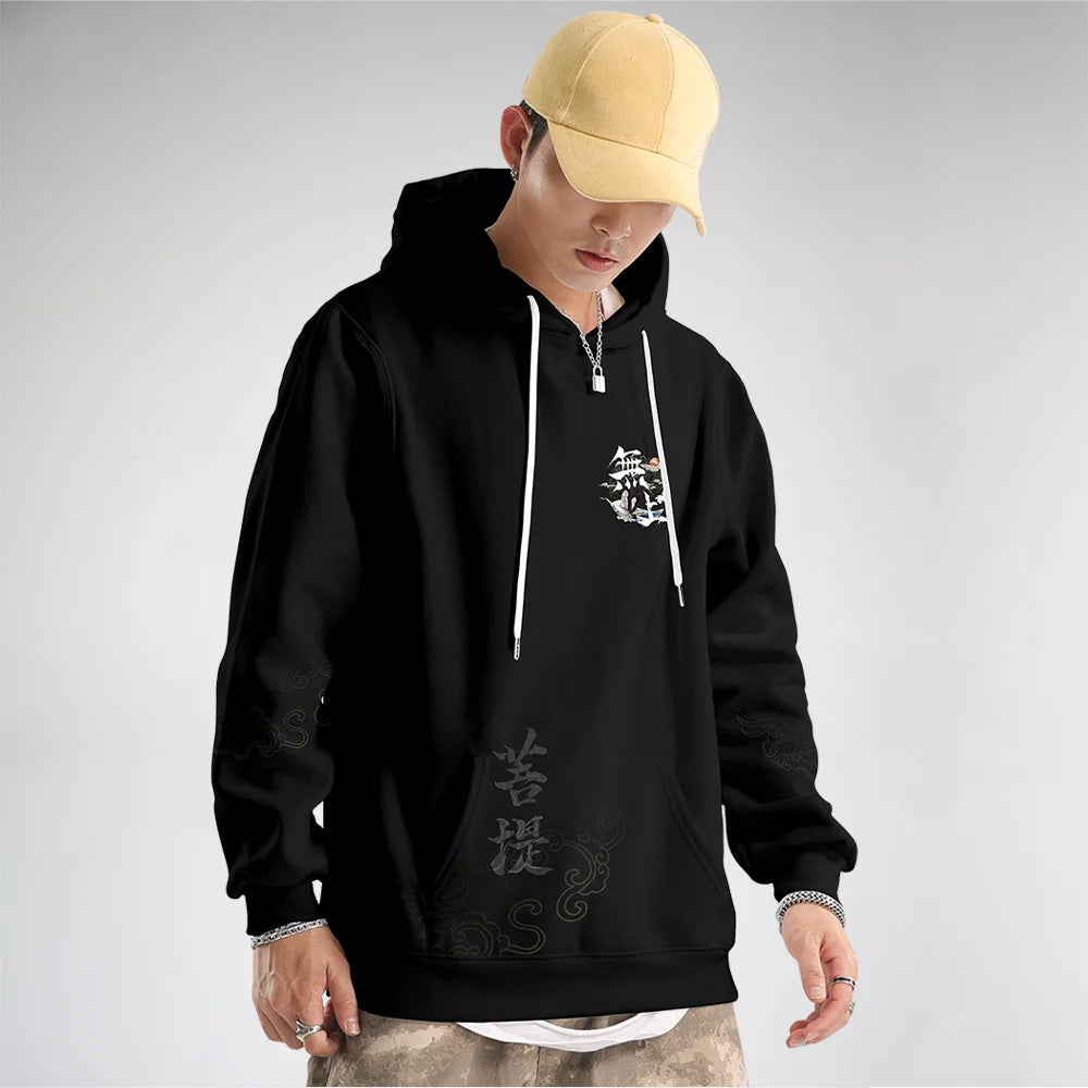 man wearing Japanese Crane Hoodie