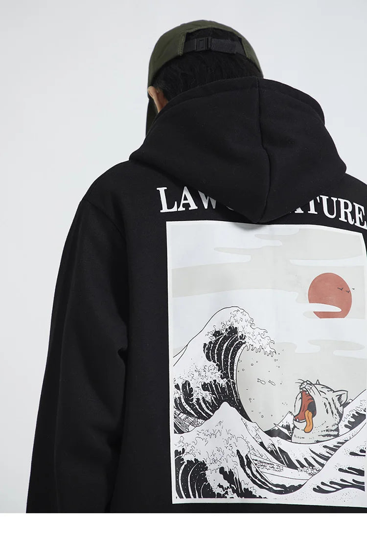 back of black law of nature hoodie