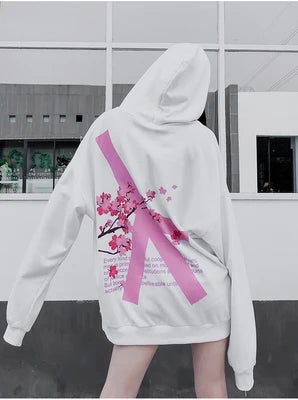 white japanese cherry blossom hoodie