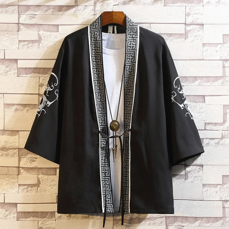 black japanese silk kimono jacket