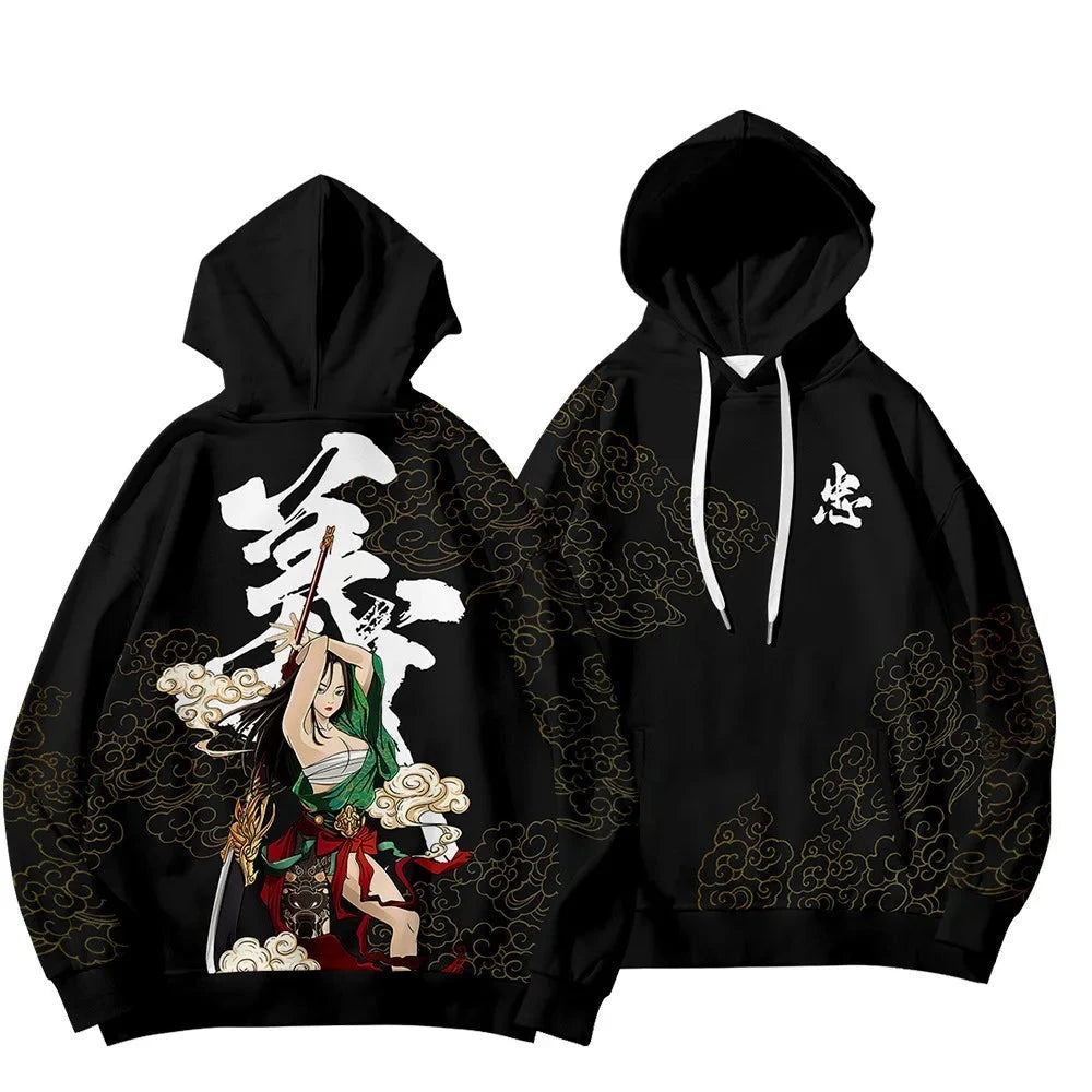 black japanese hoodie