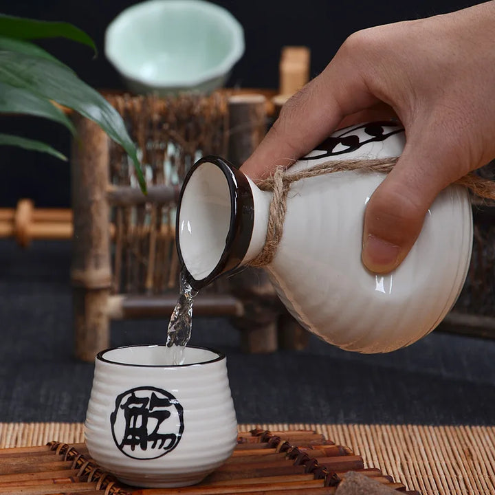 serving with a authentic japanese sake set