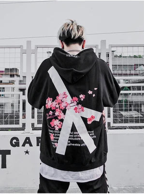 black japanese cherry blossom hoodie