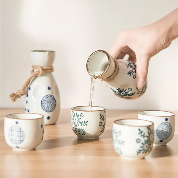 serving with a traditional japanese sake set