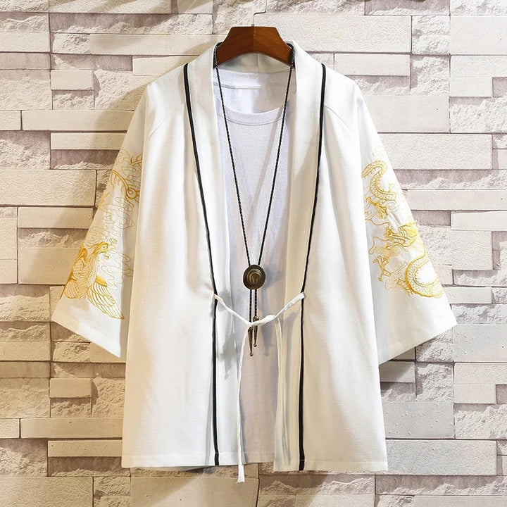 white embroidered kimono jacket