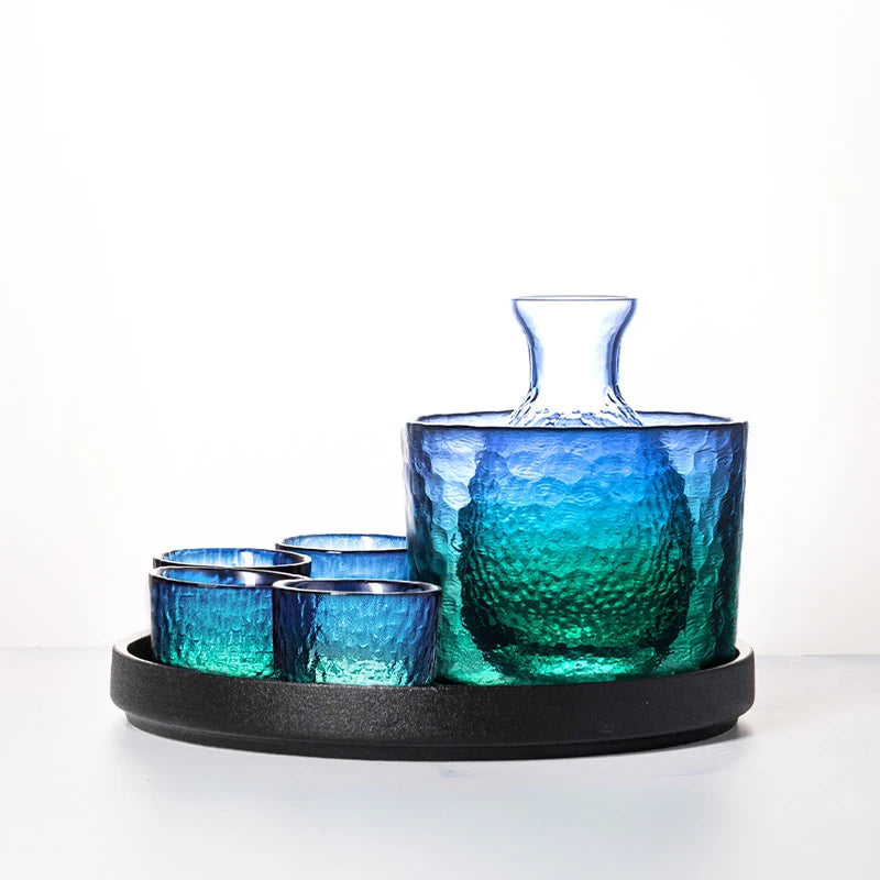 mockup of a glass cold sake set