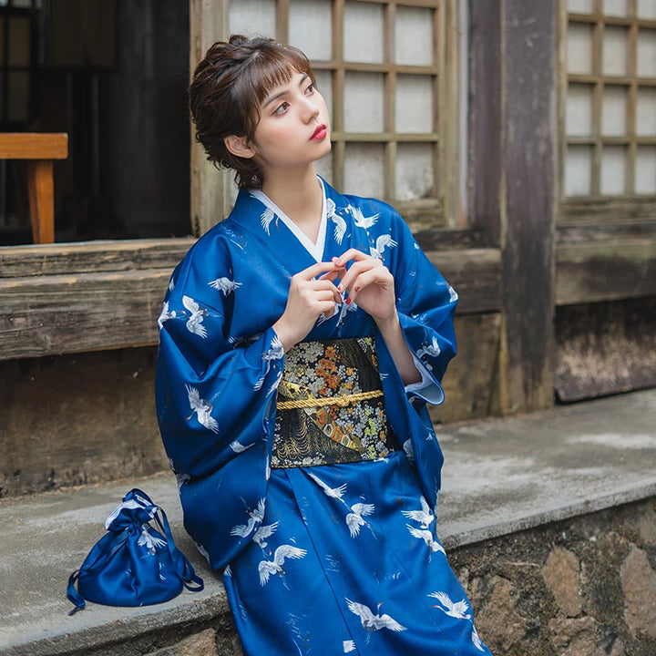 kimono with cranes