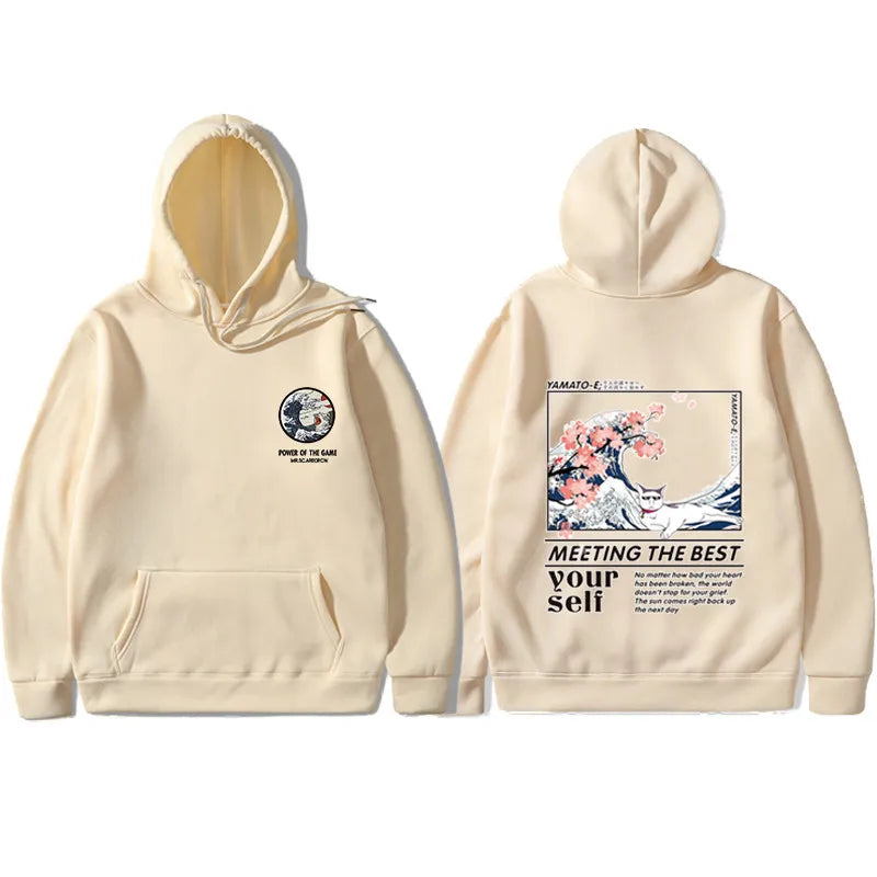 khaki the great wave off kanagawa hoodie