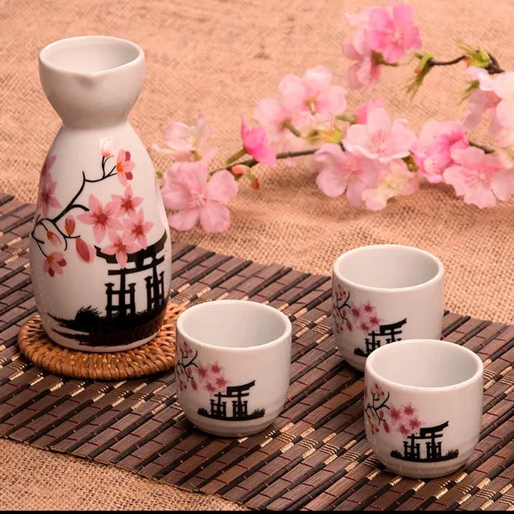 service of cherry blossom sake set