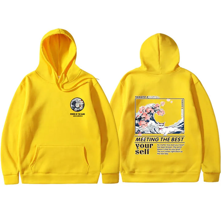 yellow the great wave off kanagawa hoodie