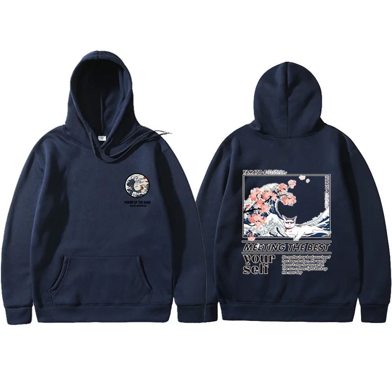 navy blue the great wave off kanagawa hoodie