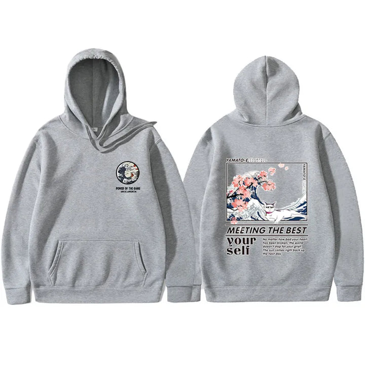 light grey the great wave off kanagawa hoodie