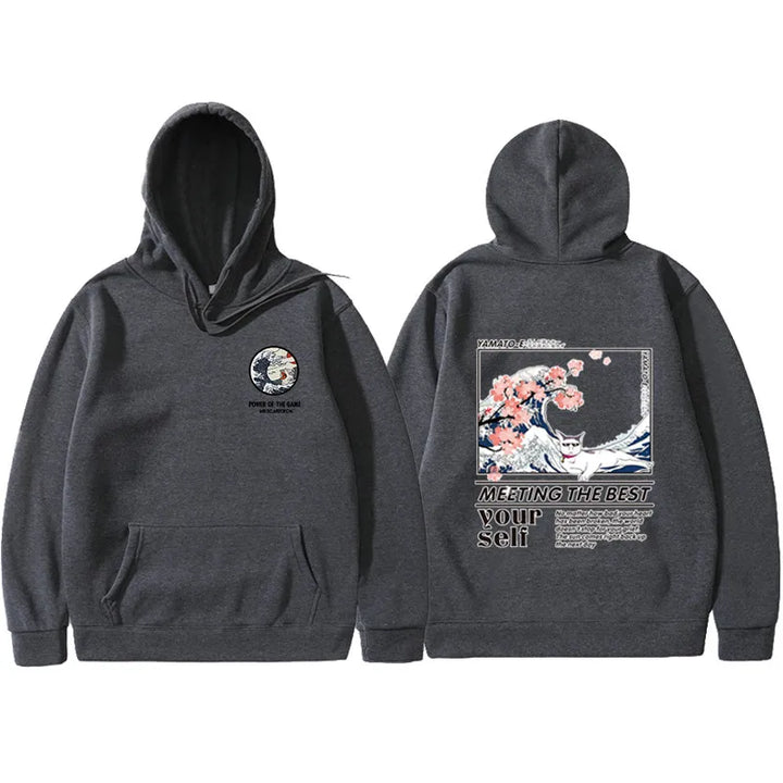 dark grey the great wave off kanagawa hoodie