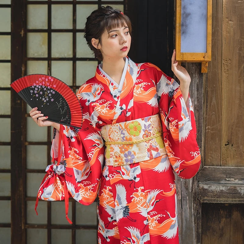 red kimono crane