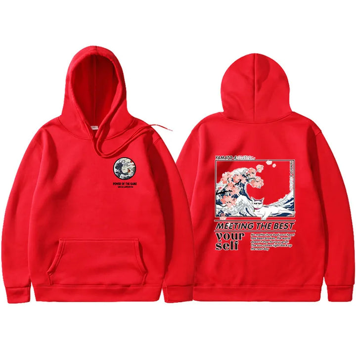 red great wave off kanagawa hoodie