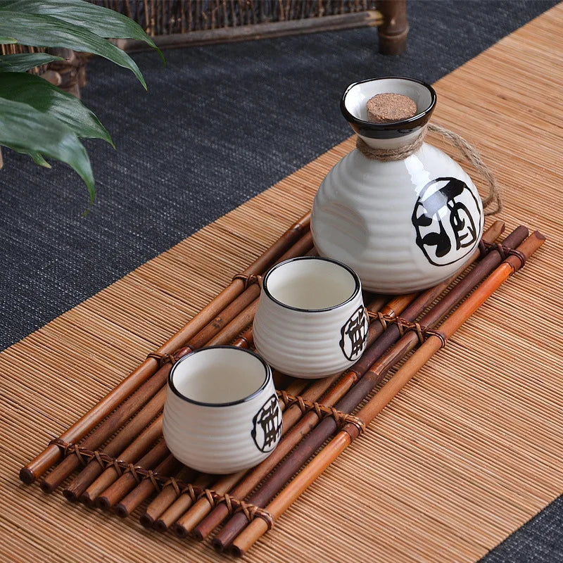 authentic japanese sake set on a table