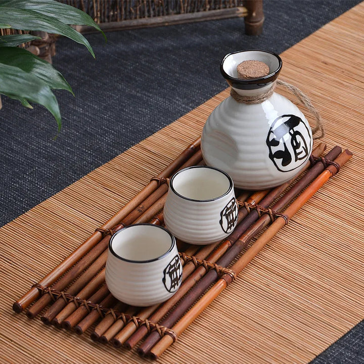 authentic japanese sake set on a table