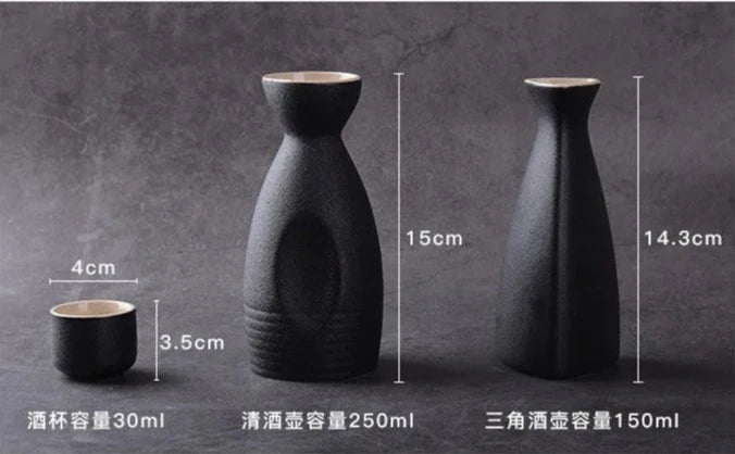 dimenions of japanese sake set antique