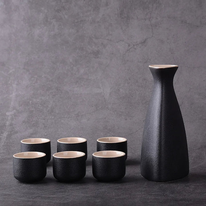 black japanese sake set antique