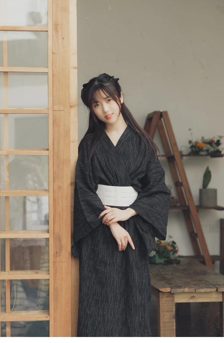 happy woman wearing traditional womens kimono